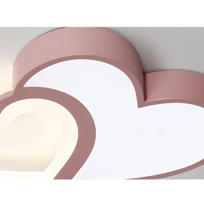 Girls Bedroom Loving Heart Ceiling Light Acrylic Decorative Ceiling Flush Mount in Blue/Pink