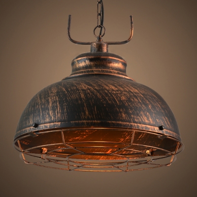 Industrial Style Distressed Bronze Finish 1 Bulb Hanging Pendant Lamp with Adjustable Chain 12/16 Inch Wide