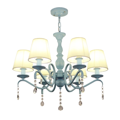 Nautical Chandelier 6 Light Shaded Chandelier Light with Crystal Balls in Teal Finish