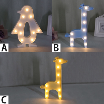 Peguin/Giraffe Mini Plastic Baby Kids Night Light in White/Blue/Yellow