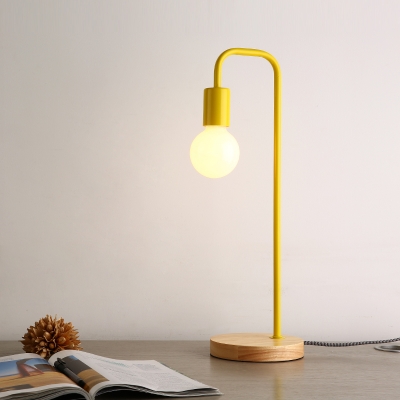 Curved Arm Standing Table Light Minimalist Macaron Living Room Metallic 1 Bulb Desk Lighting