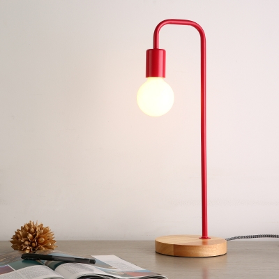 Curved Arm Standing Table Light Minimalist Macaron Living Room Metallic 1 Bulb Desk Lighting