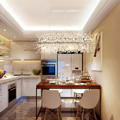 Rectangle Snow Crystal Pendant Lighting for Dining Room