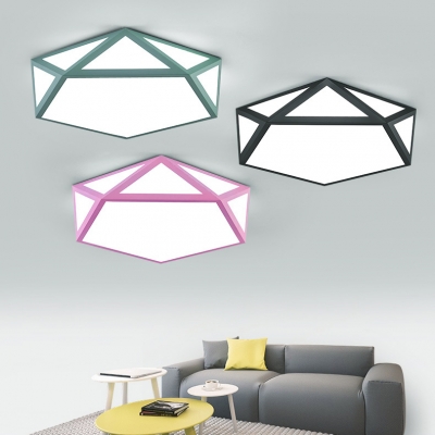 Children Youth Pentagon Flush Light Modernism Colorful Acrylic LED Flush Ceiling Light