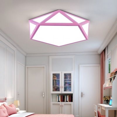 Children Youth Pentagon Flush Light Modernism Colorful Acrylic LED Flush Ceiling Light