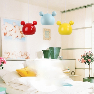 Cartoon Pendant Light Colorful Nordic Boys Girls Room Metal 1 Light Lighting Fixture