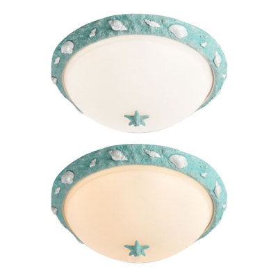 Seaside Resin Bowl Flushmount Kids Room 1 Light Ceiling Light Fixture in Sky Blue