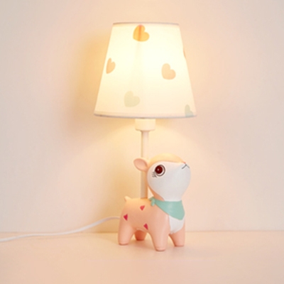 Nursing Room Cone Table Light with Bunny/Deer Plastic Single Light Reading Light in White