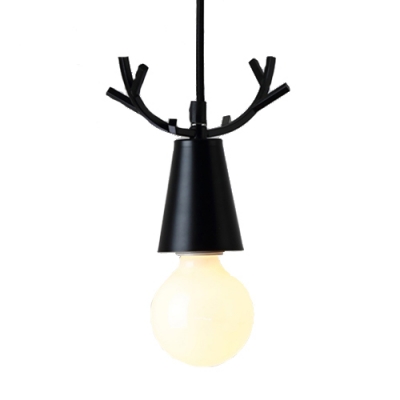 Antler Pendant Lamp Cartoon Modernism Kids Youth Bedroom Metal Single Light Hanging Light