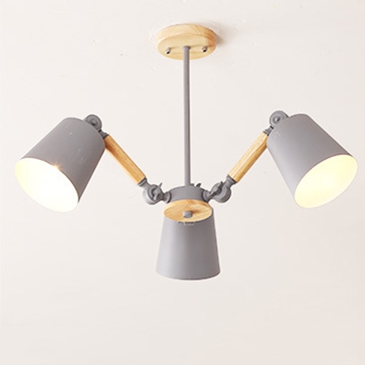 Adjustable Coolie Shade Hanging Light Living Room Metal 3/5 Lights Chandelier Lamp