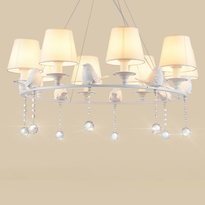 Rustic Style 3/6/8 Bulb Cascade Chandelier Light with Hanging Crystal Bird Decorative