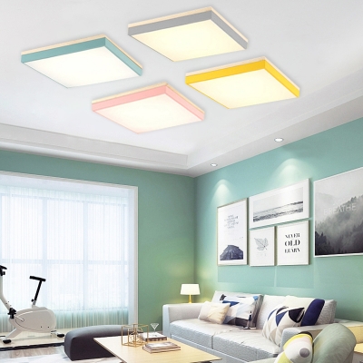 Metallic Ultra Thin Flush Mount Colorful Simple Sitting Room LED Flush Ceiling Light in Warm/White