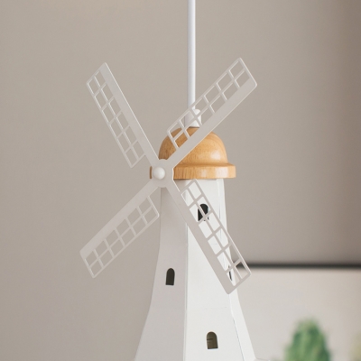 Windmill White 1 Light Hanging Pendant  with Glass Dome Shade