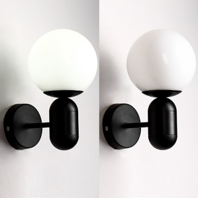 White Glass Armed Wall Lamp Simplicity Modern Hallway 1 Head Wall Light Sconce for Children