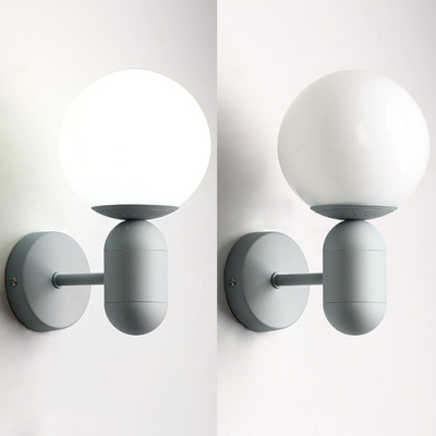 White Glass Armed Wall Lamp Simplicity Modern Hallway 1 Head Wall Light Sconce for Children