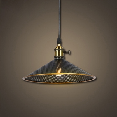 

10.2" Wide Vintage Style Restaurant Cafe Pendant Light with Conical Wire Mesh Shade, HL478874