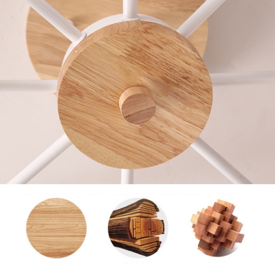 Wooden Chandelier with Globe Shade Nordic Macaron 3/6/8 Lights Hanging Light for Kids