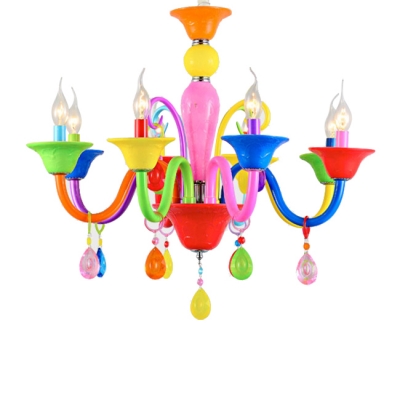 Art Deco Chandelier Kid Chandelier Colorful Indoor Chandelier Candle with Crystal Balls