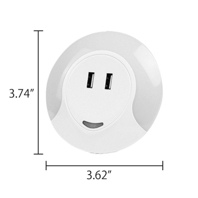 Auto Sensing Plug-in Min Wall Night Light with Socket and USB
