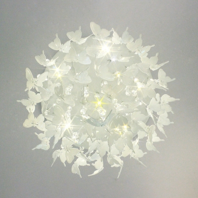 Contemporary Light Fixtures Beaded Chandelier Butterfly Flush Mount Crystal Chandelier in White