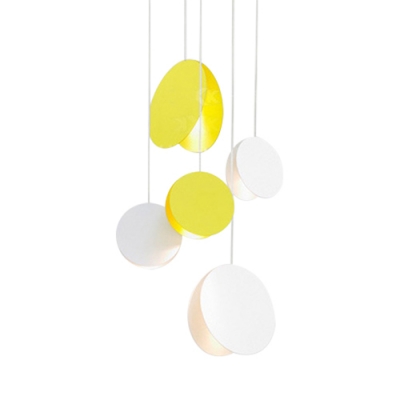 Contemporary Macaroon Round Pendant Light Metal 1 Light Hanging Light in White/Yellow/Brown