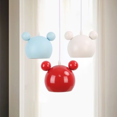 Cartoon Pendant Light Colorful Nordic Boys Girls Room Metal 1 Light Lighting Fixture