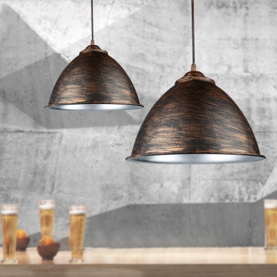 

Industrial 1 Light Hanging Pendant Lamp in Aged Bronze with Dome Shade(10.24"/11.81"/15.75"), HL478388