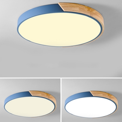 Macaron Modern Acrylic Round Flushmount Kids Bedroom LED Ceiling Light in Warm/White