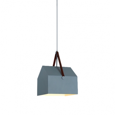 Geometric Pendant Lamp Minimalist Macaron Metal 1 Light Drop Ceiling Lighting for Girls Bedroom