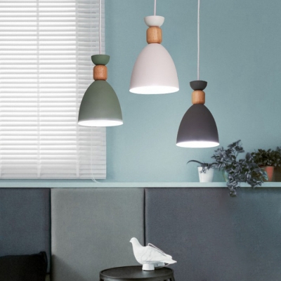 Nordic Simple Style One Light Mini Pendant for Bar and Cafe in White/Green/Grey