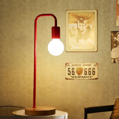 Curved Arm Standing Table Light Minimalist Macaron Living Room Metallic 1 Bulb Desk Lighting