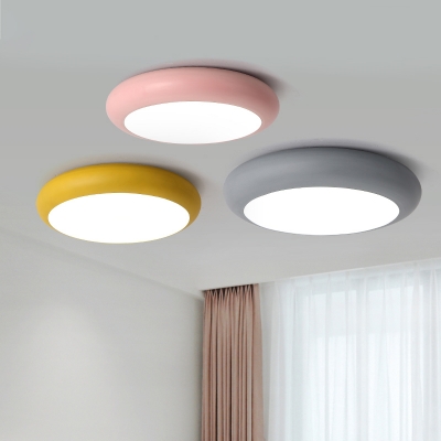 Metal Round Flush Light Fixture Macaron Nordic Colorful Kids Children Room LED Flush Mount