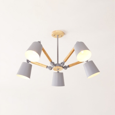 Adjustable Coolie Shade Hanging Light Living Room Metal 3/5 Lights Chandelier Lamp