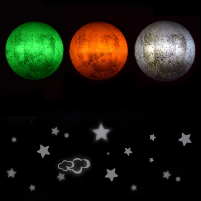 Ultra-thin Plastic Stick Anywhere Spherical Wall Night Light with Moon Design