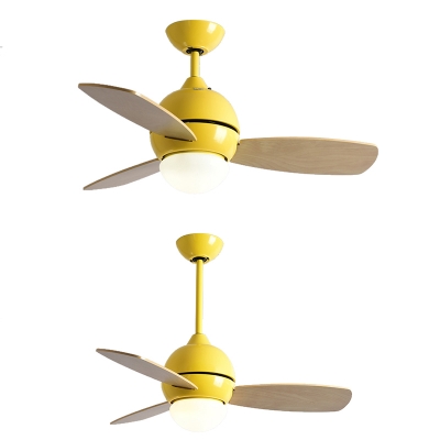 3 Wood Blade 14.18'' W Macaroon Style Chandelier Ceiling Fan for Kids in Lovely Pink/Green/Yellow