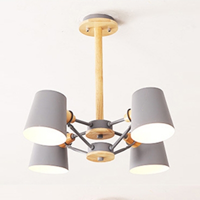 Metal Suspension Light with Coolie Shade Colorful Simple 4/6 Lights Chandelier Lamp for Bedroom