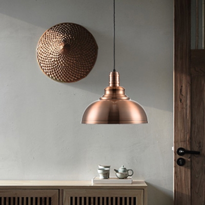 Copper Finish 1 Light Coffee House Hallway Hanging Lamp with Metal Dome Shade