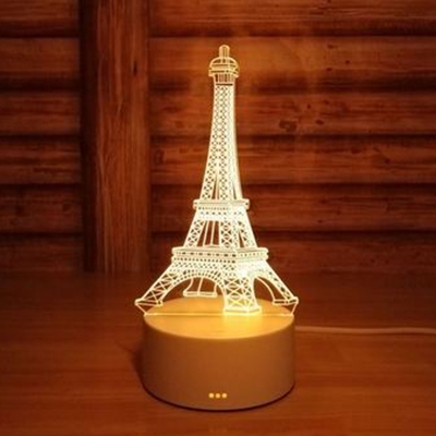 Button Switch/Usb Touch/Remote Acrylic Ferris Wheel/Eiffel Tower/Castle 3D Night Light 