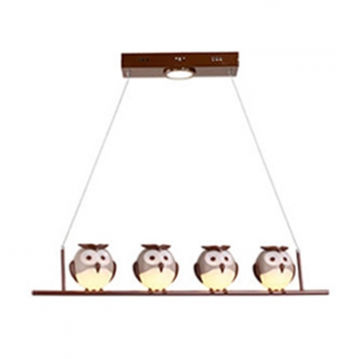 Cute Owl Design Hanging Lamp Animals&Insects Kindergarten Plastic 1/2/3/4 Lights Chandelier Light in Bronze