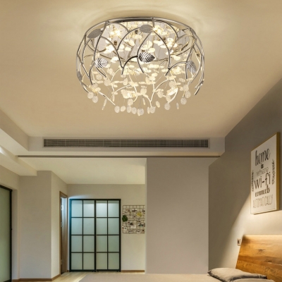 Contemporary Light Fixtures Flower Leaves Crystal Flush Mount For Living Room Dining Beautifulhalo Com - Dining Room Ceiling Mount Light Fixtures