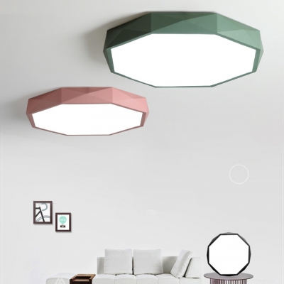 Acrylic Octagon Flush Mount Lighting Nordic Macaron Ceiling Fixture for Sitting Room