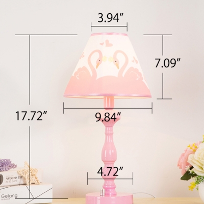 Lovely Swan Pattern Desk Lamp Modernism Girls Bedroom Metallic 1 Bulb Reading Light in Pink