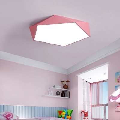 Simple Colorful Pentagon Ceiling Lamp Children Bedroom Acrylic Flush Mount Lighting