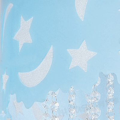 Nursery Chandelier Moon Star Crystal Hanging Light Fixture Drum Shade Flushmount Light