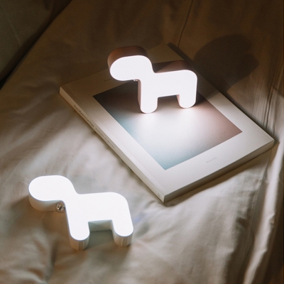 Portable Mini White/Pink Dog LED Night Light for Baby Kids Room Touch Control  