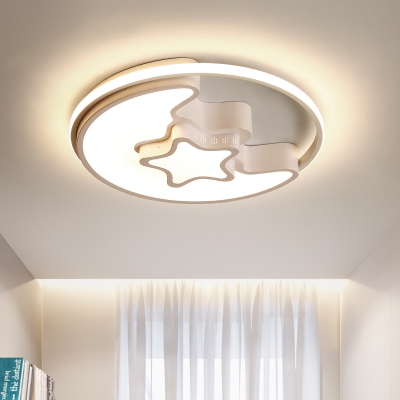 Quique Designer Thin Kids Room Ceiling Light in Moon and Star Shade