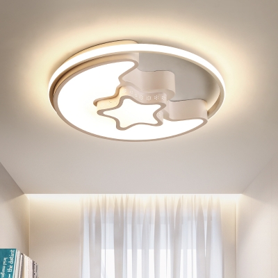 Quique Designer Thin Kids Room Ceiling Light In Moon And