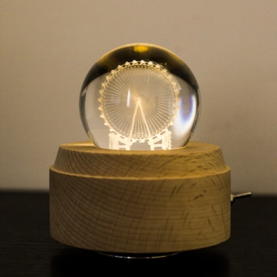 Chargeable Ferris Wheel/Anlter/Dandelion/Four-Leaf Clover Crystal Night Lamp with Wood Base 