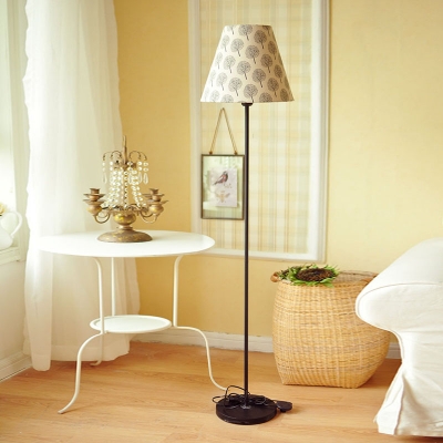 Tapered 1 Light Floor Light Contemporary Fabric Standing Light for Sitting Room Bedroom