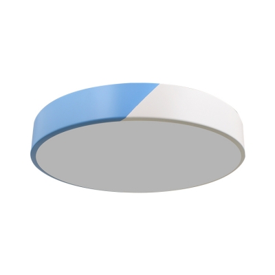 Round LED Flush Mount Light Colorful Bedroom Metallic Ceiling Lamp in White/Third Gear